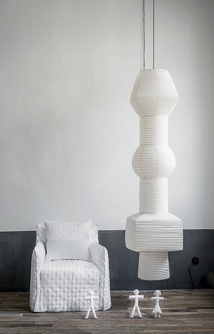 Fauteuil recouvert de Lin bombé.