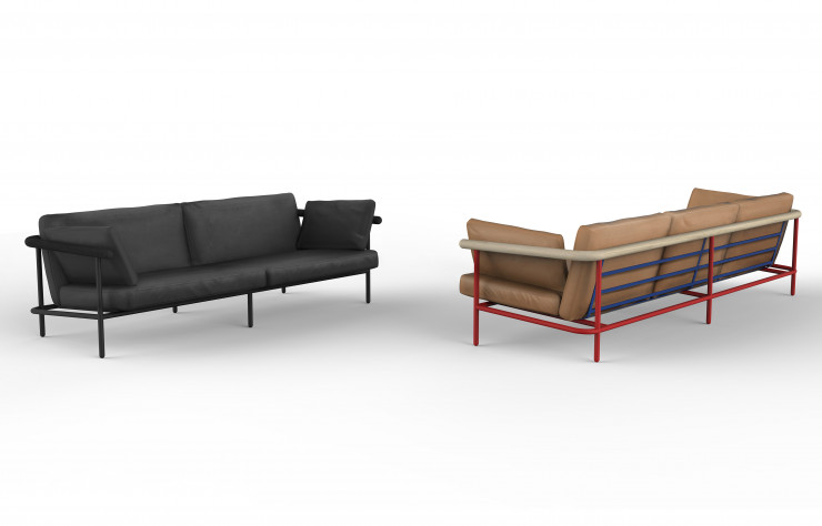 Le canapé X-Ray (La Chance, 2015) affiche sa structure comme passée au rayons X.