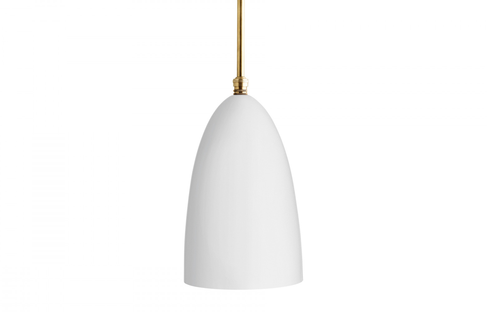 Suspension Gräshoppa (1947) avec un abat-jour en acier et une collerette en laiton, design Greta Magnusson Grossman,...