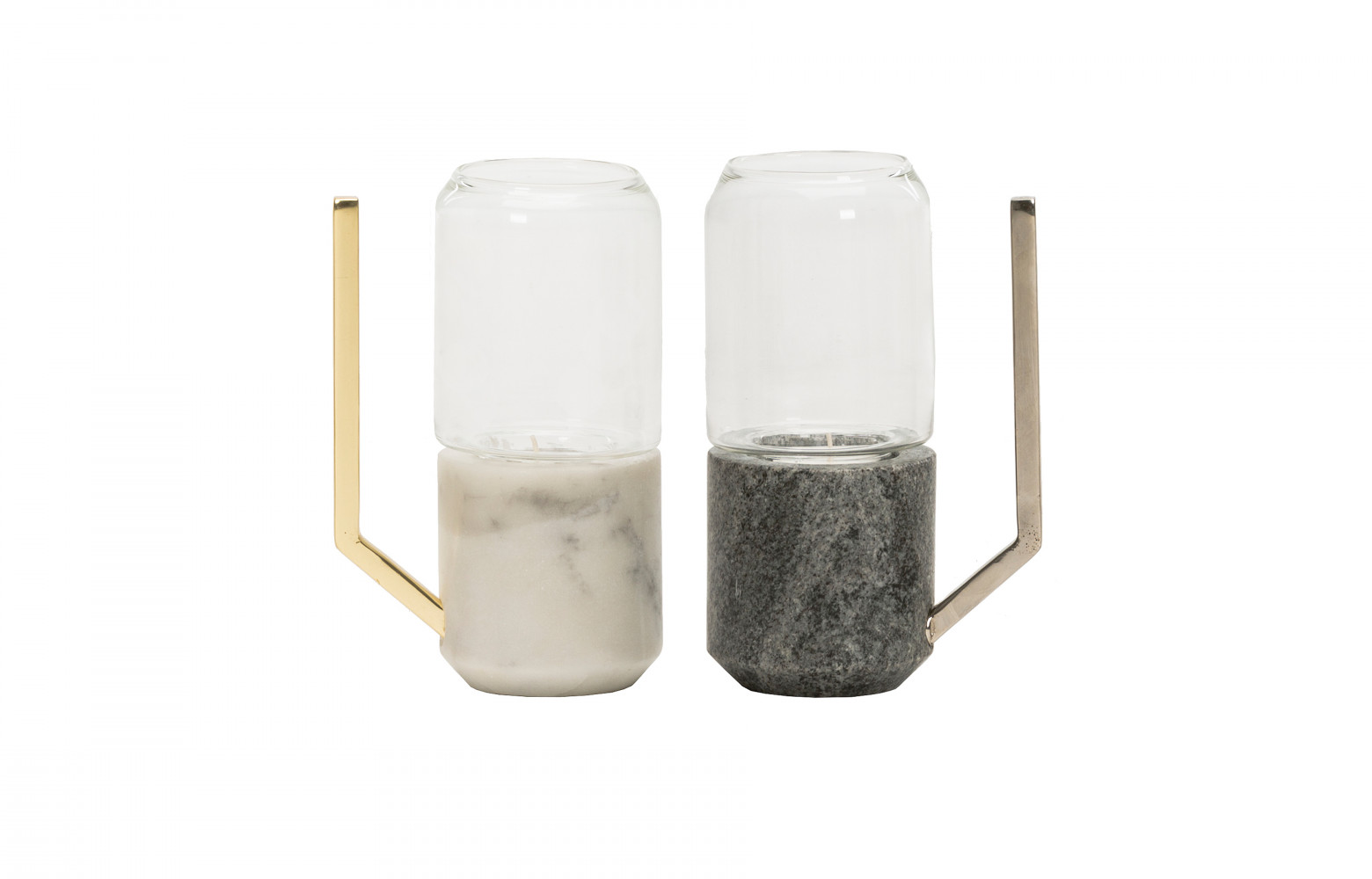 Photophores Halo Radiant en marbre blanc ou gris, design Arik Levy, 195 €. Forestier.