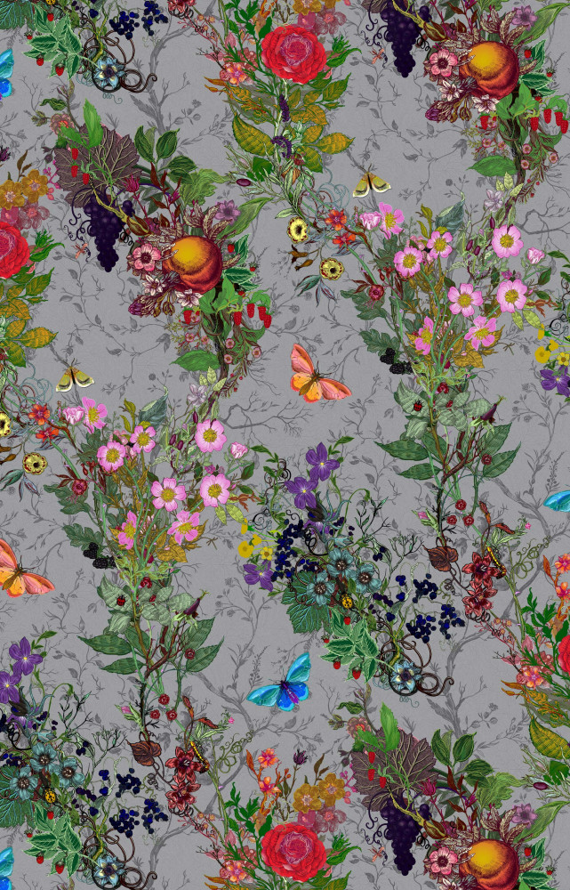 Papier peint « Grey », collection « Bloomsbury Garden », 0,52 x 10 m (Timorous Beasties).