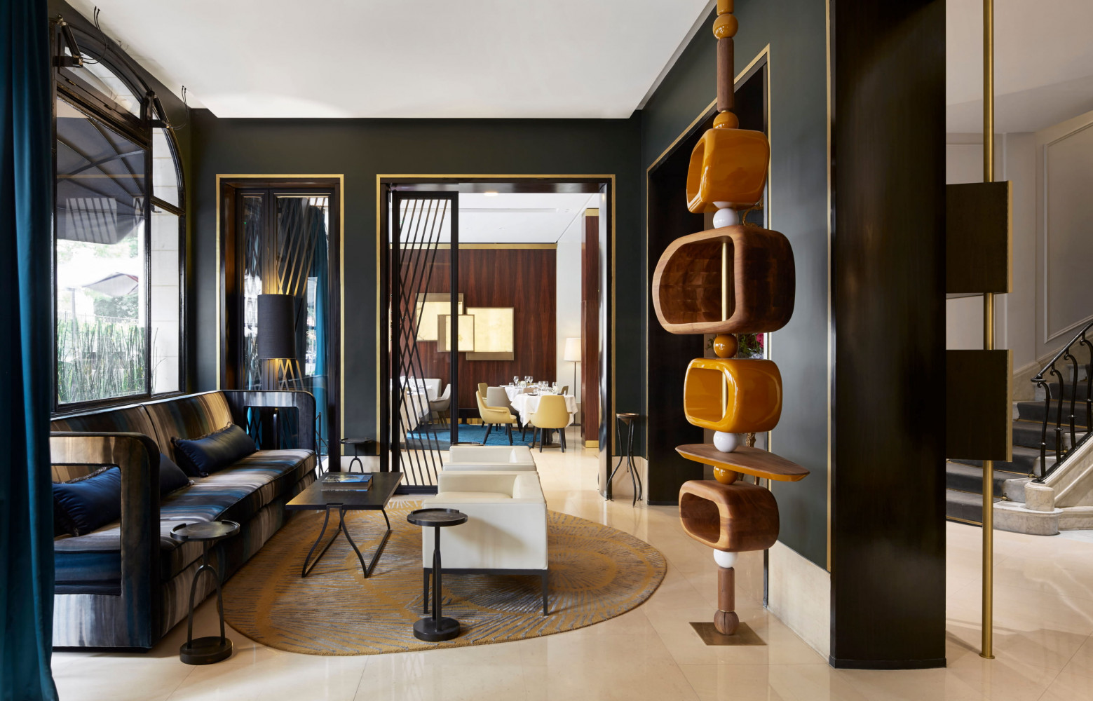 Le lobby de l'hôtel Montalembert, récemment rénové sous la houlette de Géraldine Prieur.
