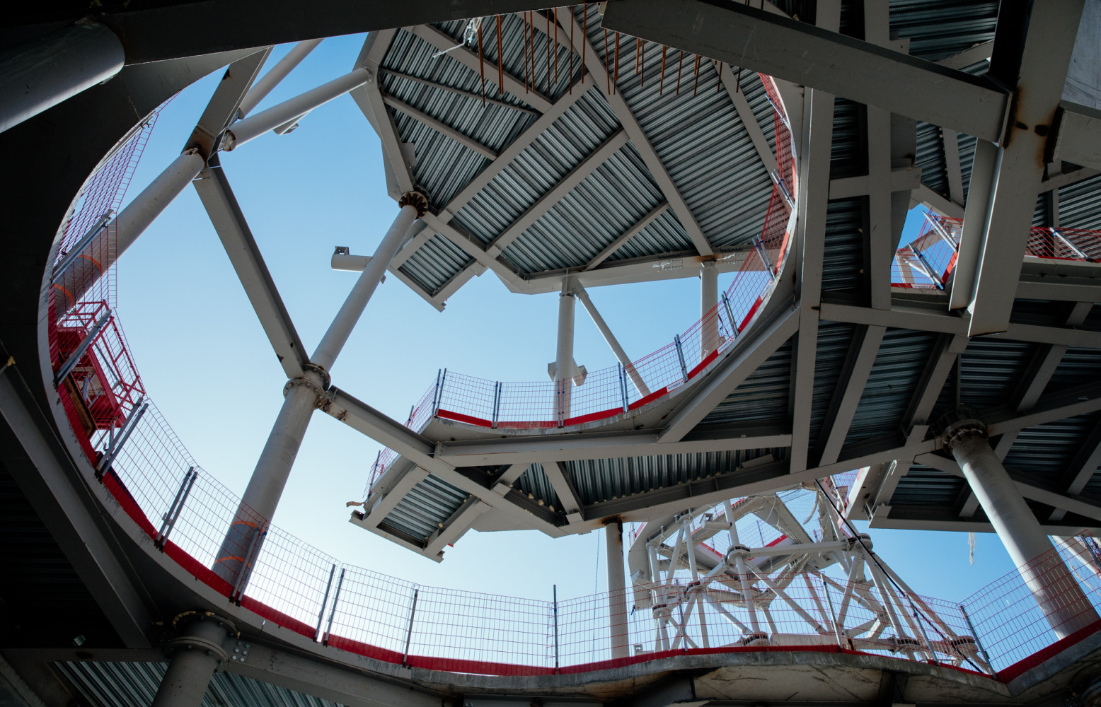 L’emplacement de l’escalier à double hélice du nouveau bâtiment conçu par Frank Gehry dans le Parc des...