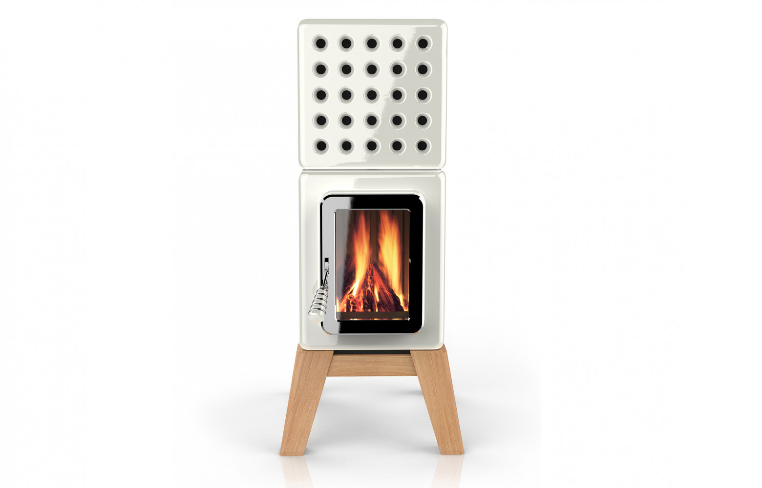 Le poêle « CubiStack », dessiné par le duo d’Adriano Design, réinterprète la tradition des poêles en...
