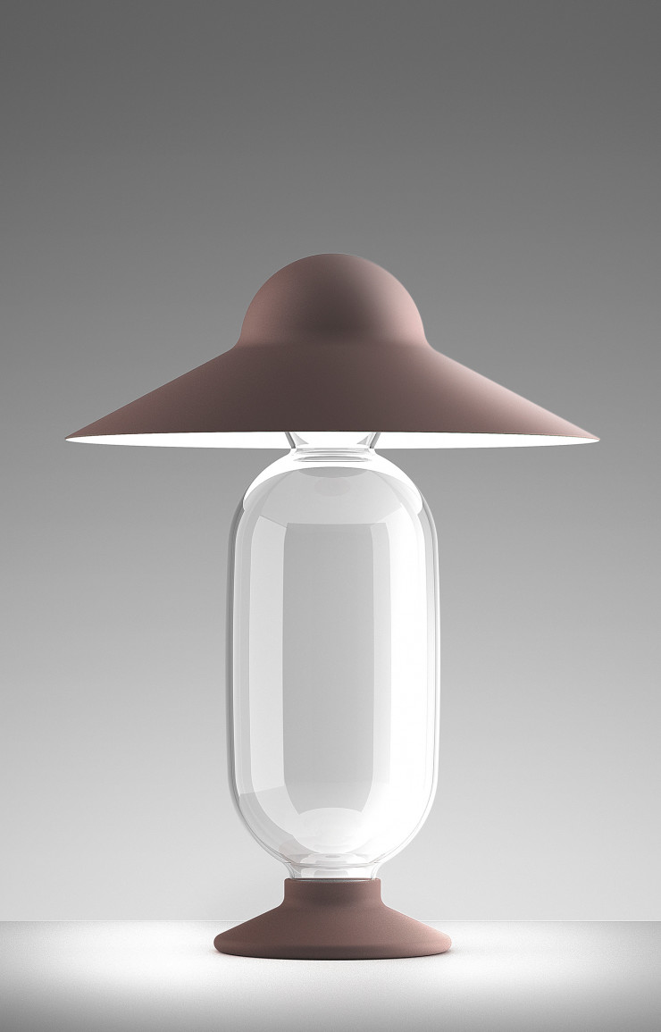 Giorgio Biscaro propose avec « HollyG » (FontanaArte) une lampe mystérieuse dont la source demeure invisible.