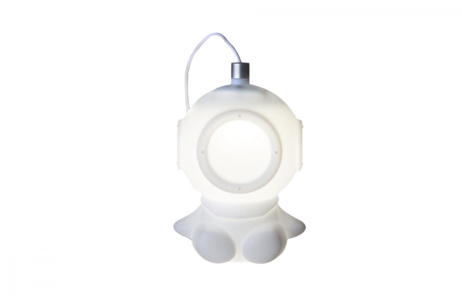 Une veilleuse-scaphandrier en silicone à brancher sur un port USB, équipée d’une source LED, 29 €. Pa...
