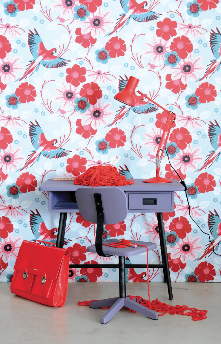 Bureau pour enfants La Classe, en bois peint à la main.