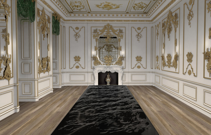 Au Victoria & Albert, table de marbre noir « Liquid Marble » de Mathieu Lehanneur.