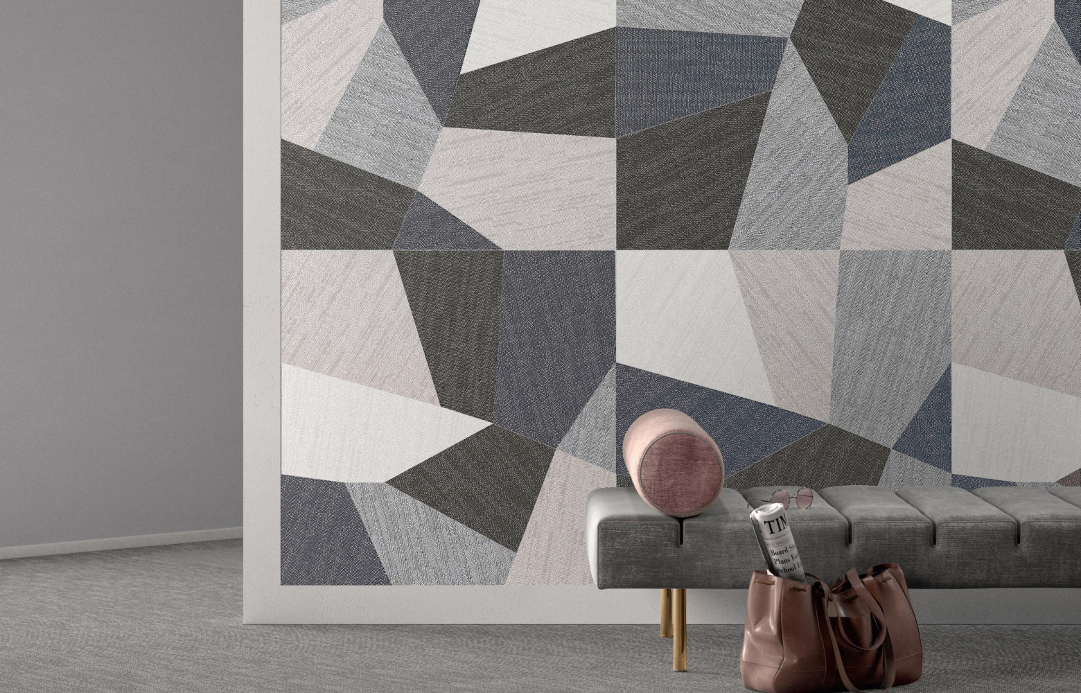 Grès cérame réinterprétant un motif textile, collection « Tiss'Art », divers motifs et formats, S'Tiles.