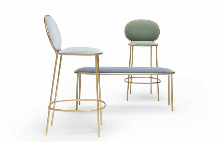 Tabouret de bar et banc « Stay » de la « Collection III » de Nika Zupanc (Sé).