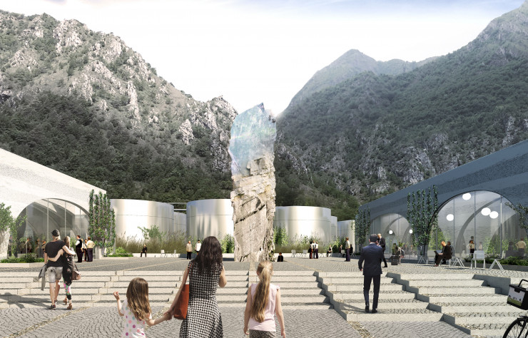 La piazza imaginée par BIG, un nouvel espace public pour relier l’usine et son extension.