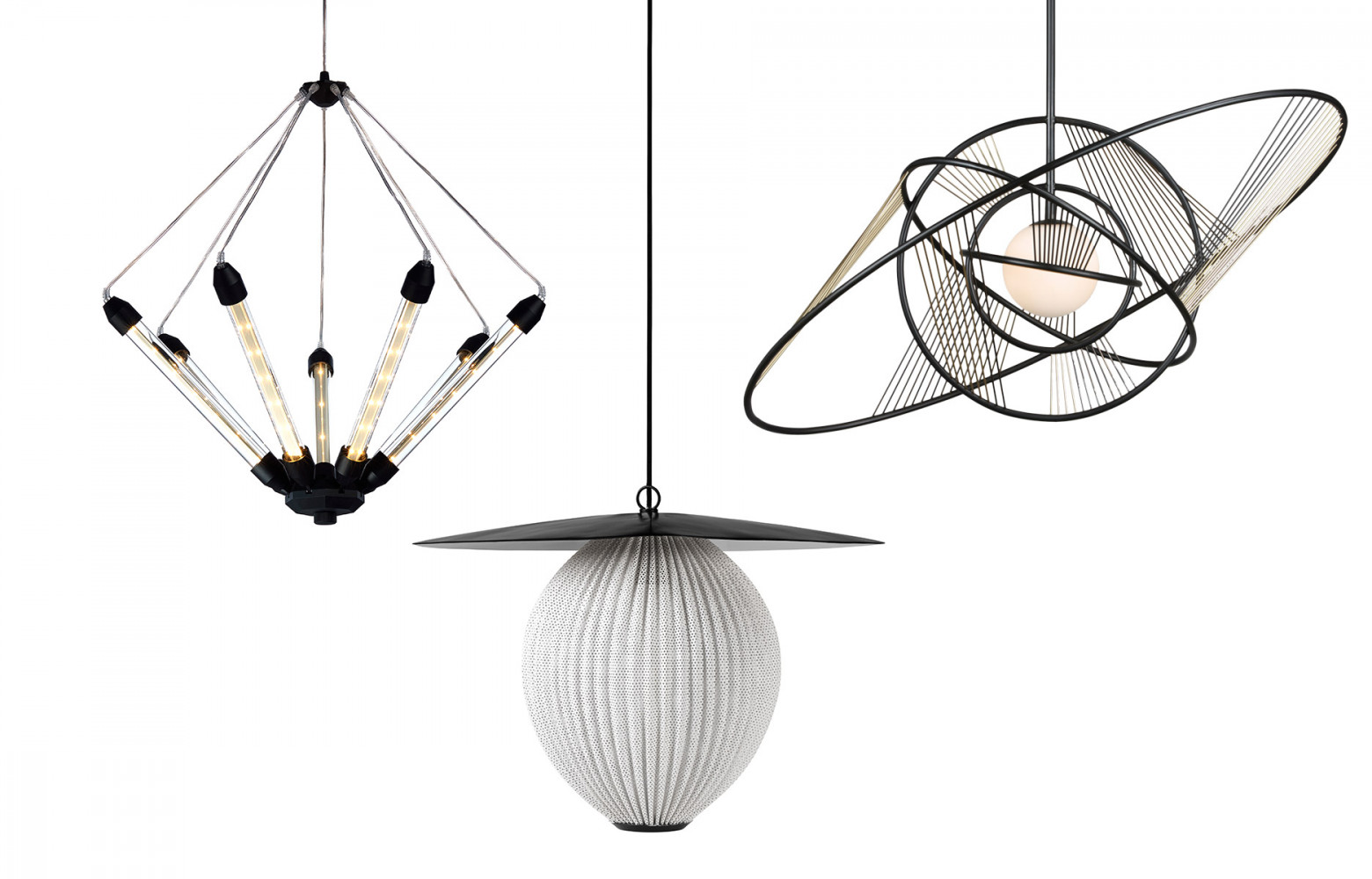 Suspension « Kroon LED », design Studio Kees, Moooi. Suspension « Satellite » (1953), design Mathieu Matégot,...