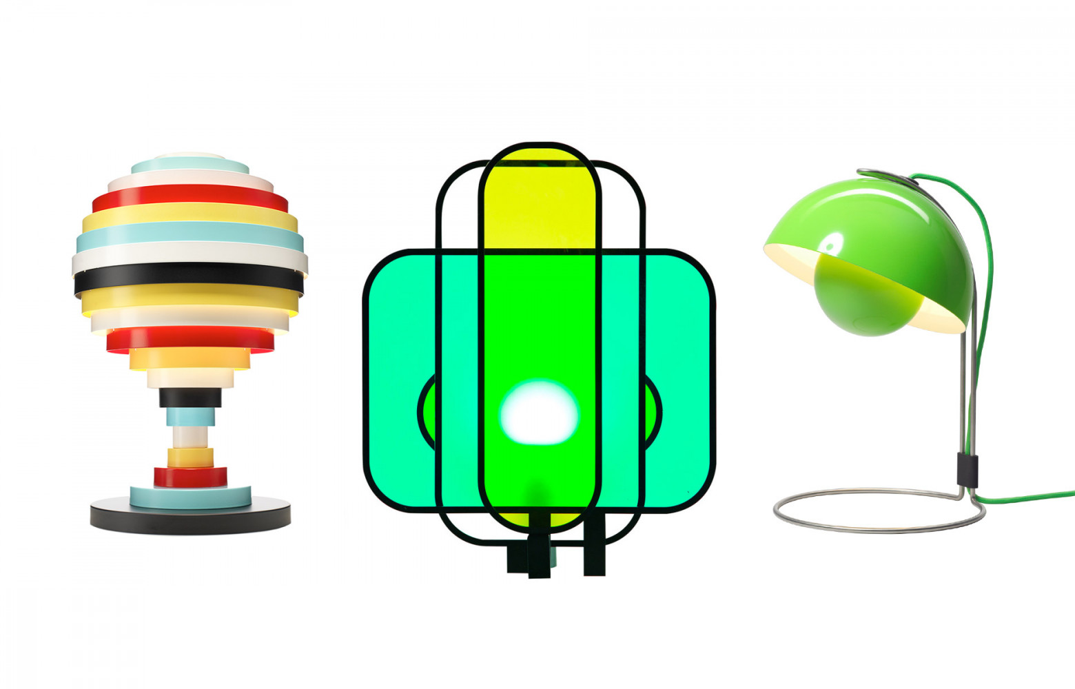 Lampe « PXL » multicolore, design Fredrik Mattson, Zero. Lampe à poser « Chroma », design Arturo...