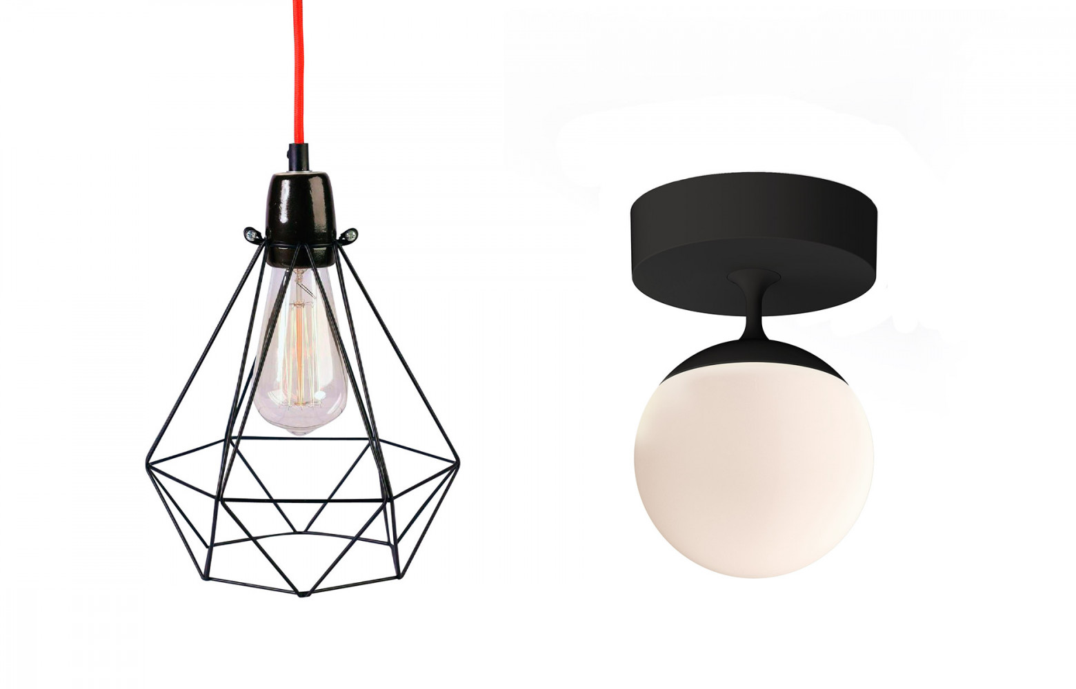 Lampe baladeuse « Diamond 1 », design Laurent Maré, FilamentStyle. Plafonnier « Palla », design Tobias Grau....
