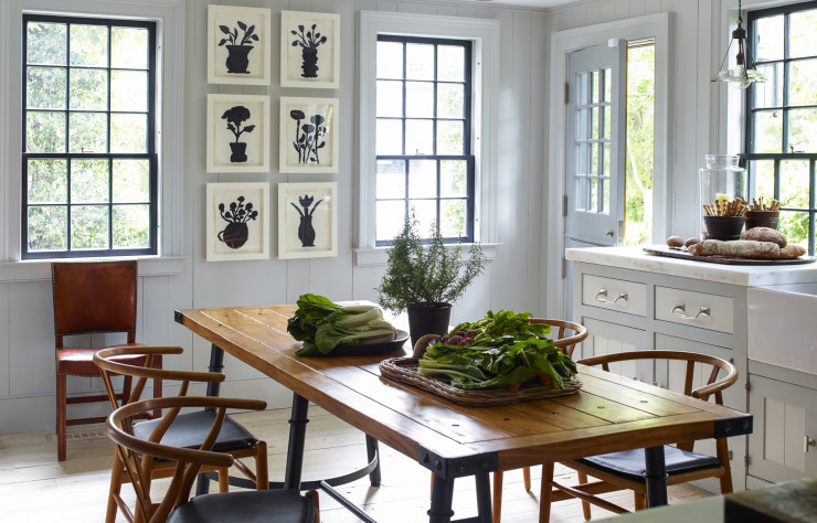 La cuisine d’un cottage de Sag Harbor, dans les Hamptons (État de New York).