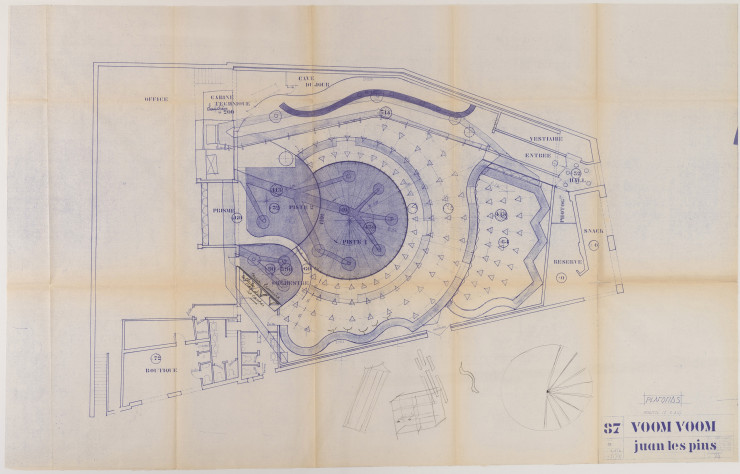 Plan du Voom Voom à Juan-les-Pins (1968). Architecte : Nicolas Schöffer.