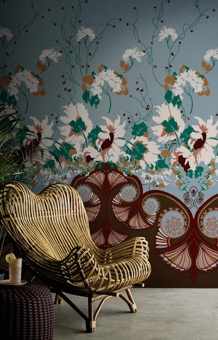 Papier peint, modèle « Jasminum » d’Antonio Marras, collection « Contemporary Wallpaper », chez Wall & Decò.