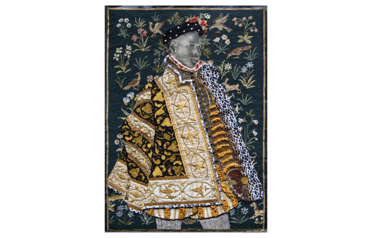 « Inkosi » de Marion Boehm (2016), photographie, œuvre sur papier, textile, technique mixte.