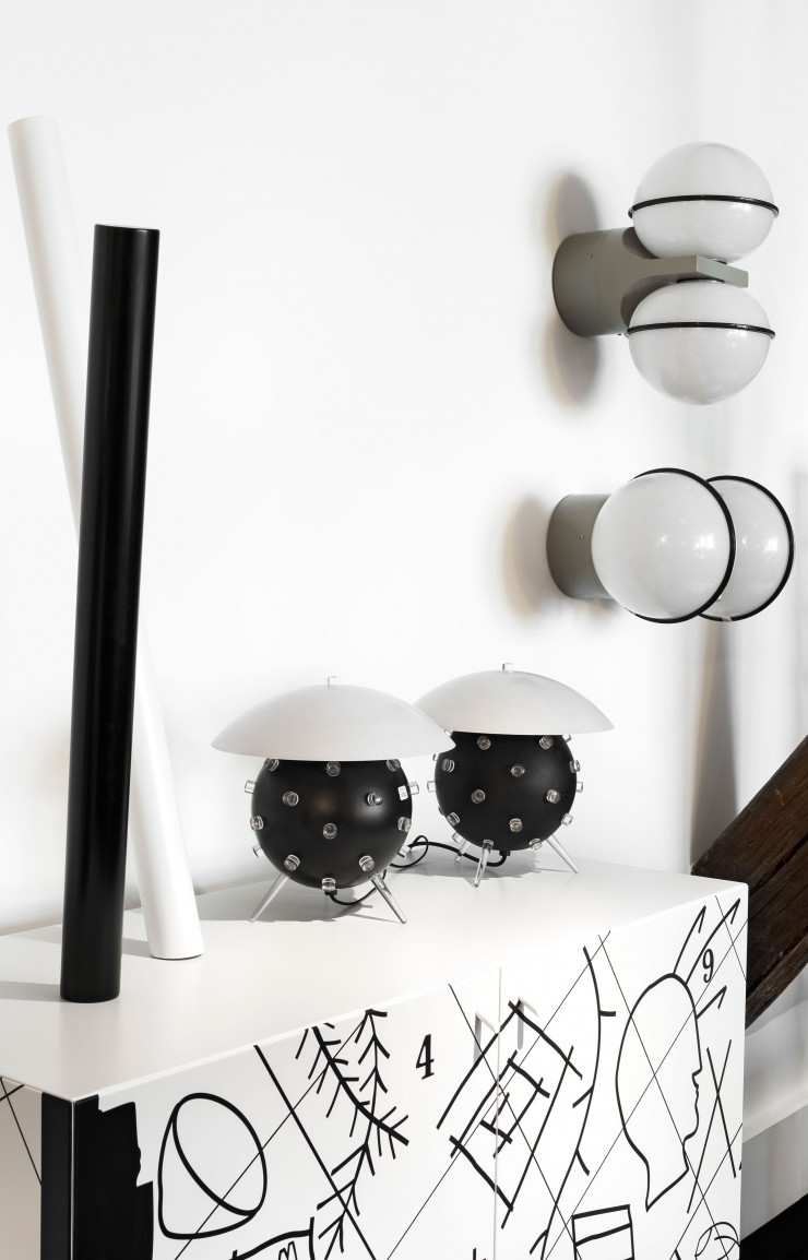 Scénographie de la vente inaugurale de la maison de vente aux enchères Piasa, en 2013, consacrée au design italien.