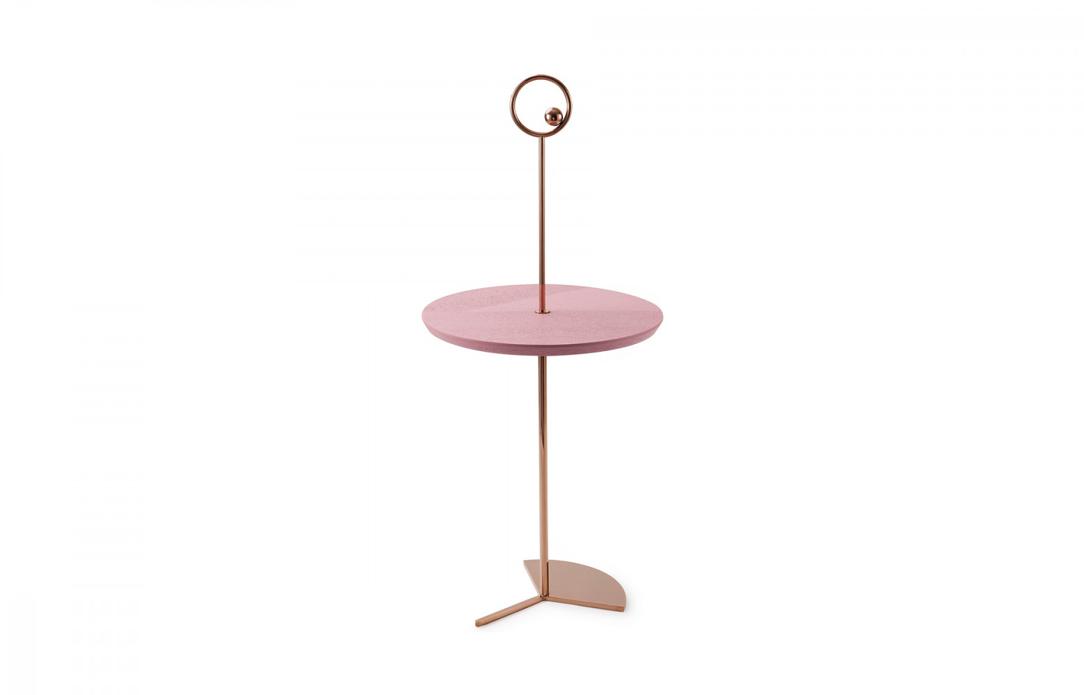 Table d’appoint « Off The Moon », en contreplaqué et métal cuivré, design Thomas Dariel, Maison Dada.