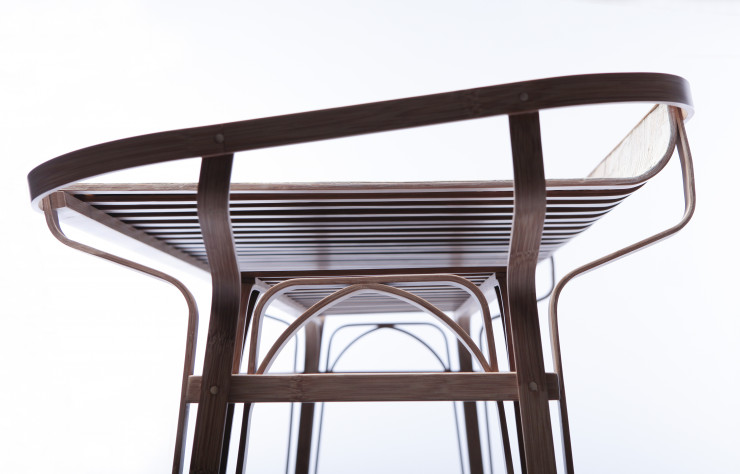 Secrétaire Pierre et Bambou réalisé par Dimitry Hlinka lors d’un workshop à Taïwan sur le bambou.