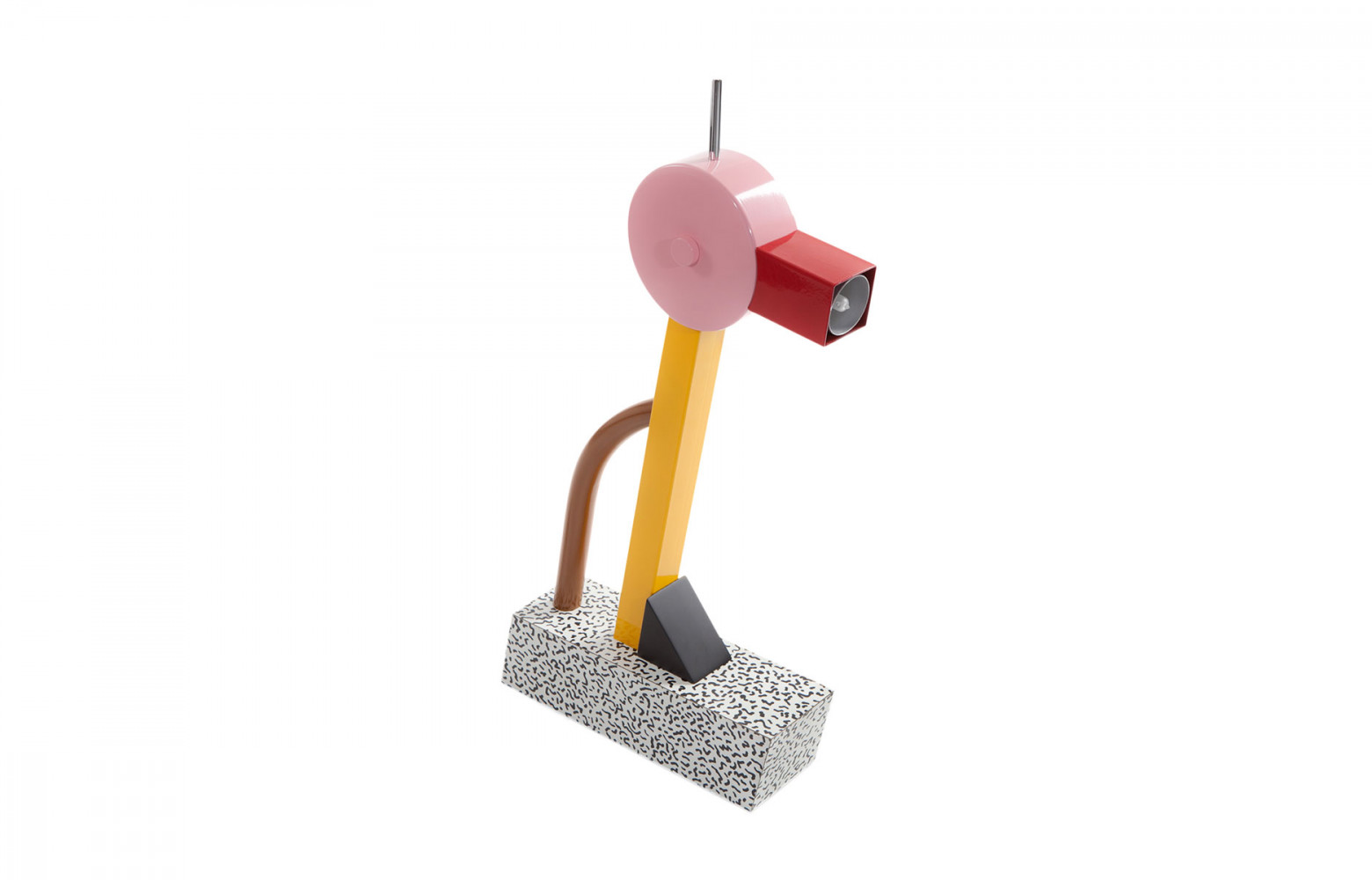 Lampe de table « Tahiti », en laminé plastique et métal laqué, design Ettore Sottsass (1981). Memphis...