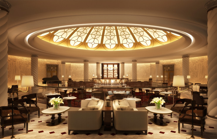 Un autre vue du lobby de l’hôtel et sa coupole.