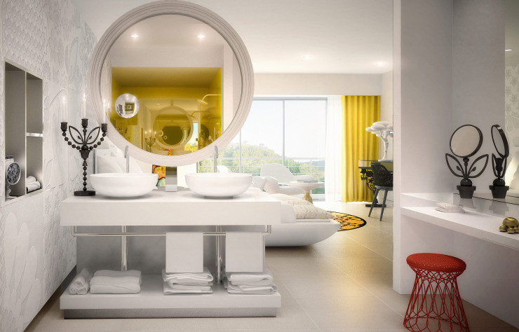 Par petites touches, les couleurs du mobilier évoquent le drapeau espagnol.