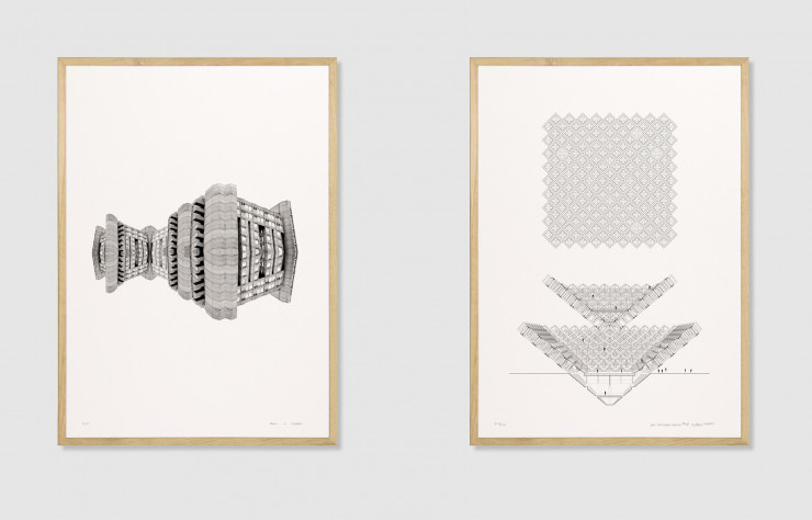 « Théâtre en Utopie », dessins et « Tange in Space », montage photographique de Muoto.