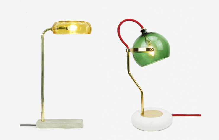 En verre soufflé artisanal, les lampes « Reed » et « Dive » du Mendel Heit Design Lab.