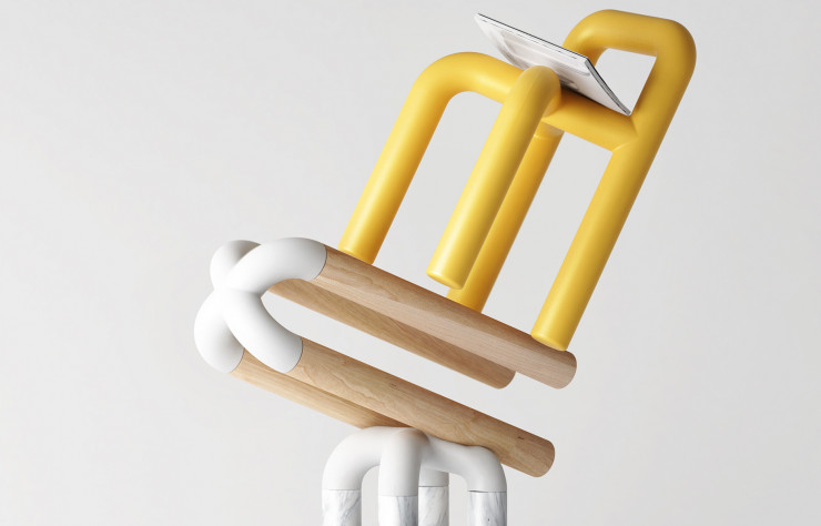 Pour sa collection « Comma », Pistacchi Design associe des assises en mousse à des piétements en marbre, en bois… voire en mousse !