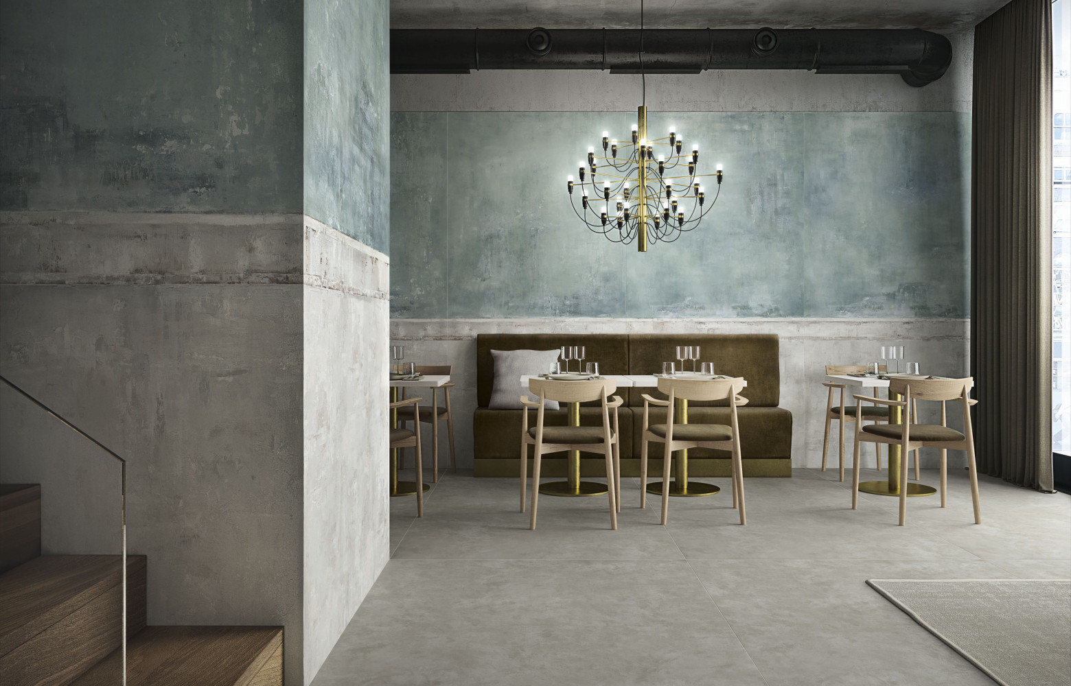 Grès cérame fin non émaillé, collection « Storie », 120 x 240 cm, divers coloris, design Giorgia...