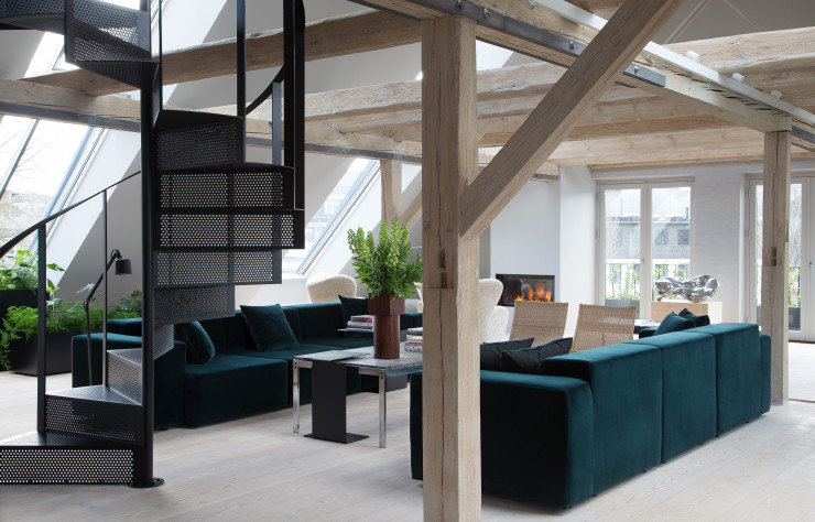 A dix minutes du centre-ville de Copenhague, le Vipp Loft tire profit des volumes d’une ancienne imprimerie.