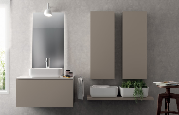 Etagères et blocs de rangements en laminé Selce Gray.