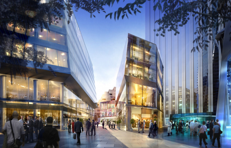 De faibles hauteurs, trois bâtiments prévus aux pieds des tours élargiront l’offre d’activités.