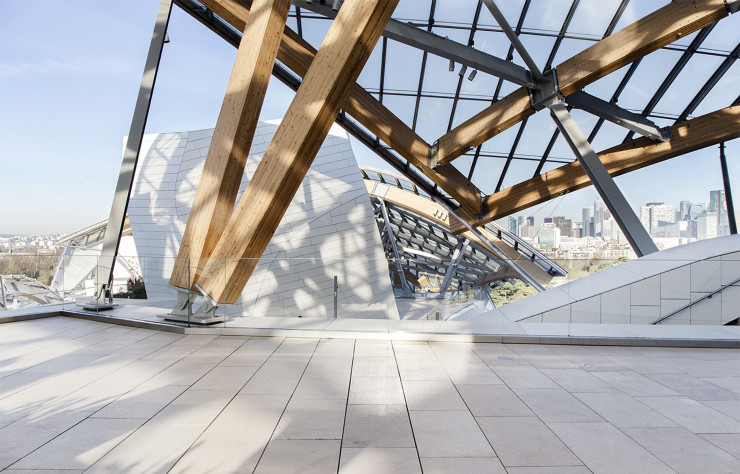 Vue sur Paris depuis une terrasse de la fondation, inaugurée le 27 octobre 2014.