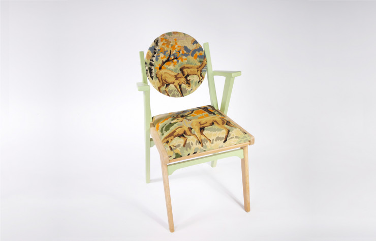 Modèle « La chasse de Oudry », réalisé à partir d’une chaise de 1950.