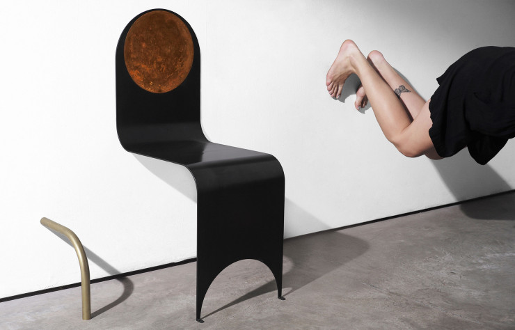Chaise « Thin », en acier patiné et oxydé;