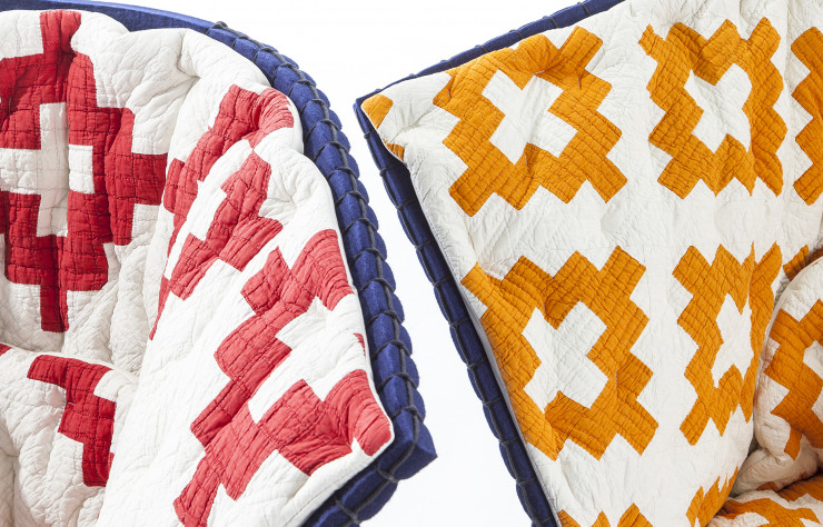 Les patchworks varient en fonction de chaque fauteuil, en terme de motifs ou de couleurs.