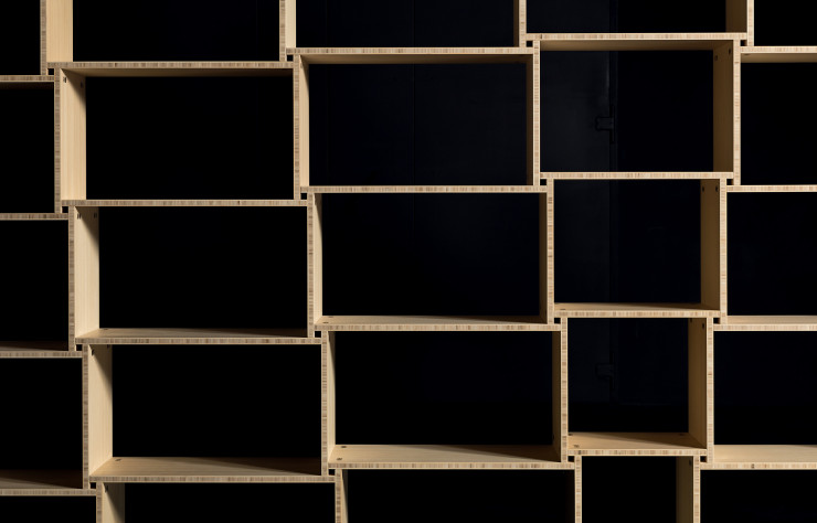 Etagères « Construction », en bambou et laiton (2016).