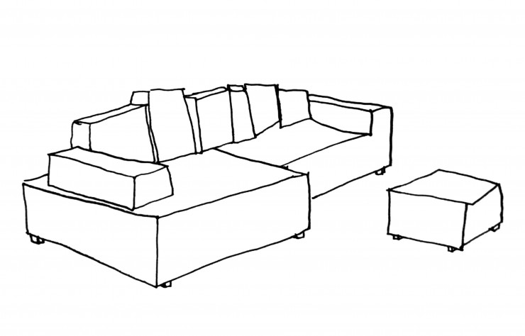 Croquis de Maarten Baas pour le canapé Something Like This.