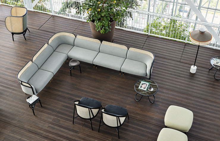 Autour d’un module droit, trois modules d’angle s’articulent pour dessiner toutes les combinaisons possibles.