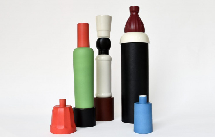 Vases de la nouvelle collection « Grandi Ceramiche » signée Nathalie du Pasquier (Bitossi Ceramiche).