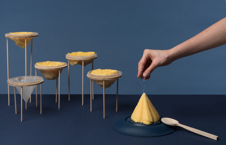 Les moules à polenta de Clément Sullivan tirés de ses recherches sur le fade.