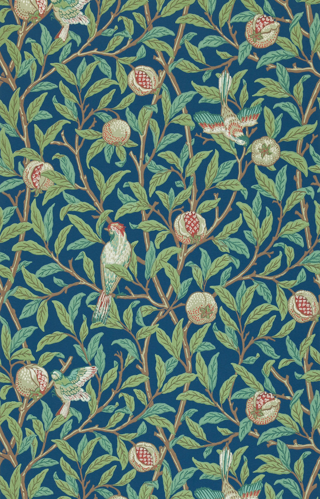 « Birds & Pomegranate », bleu sage (Morris & Co).