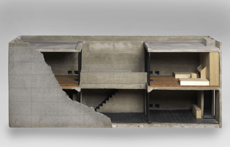 Maquette de la Maison Azuma à Sumiyoshi (1976). L’une des Guerilla House et l’un de ses chefs-d’œuvre les plus réputés.