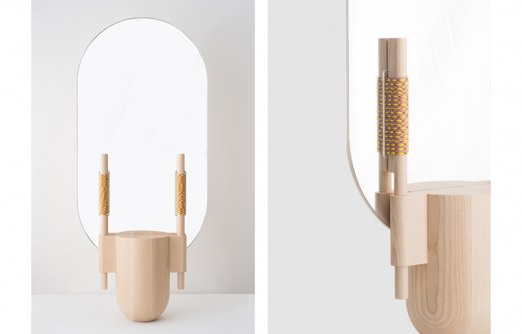 Miroir « Totem », édité en frêne ou noyer par la galerie Kreo (2018).