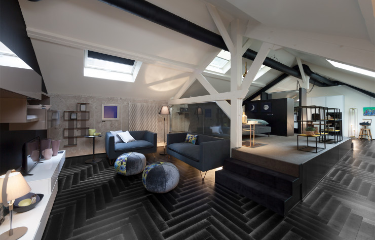 Le showroom Zanutta est aménagé comme une véritable appartement.