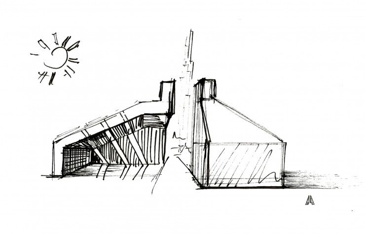 En vis-à-vis, les deux pavillons de Circadian Light Synthesis.