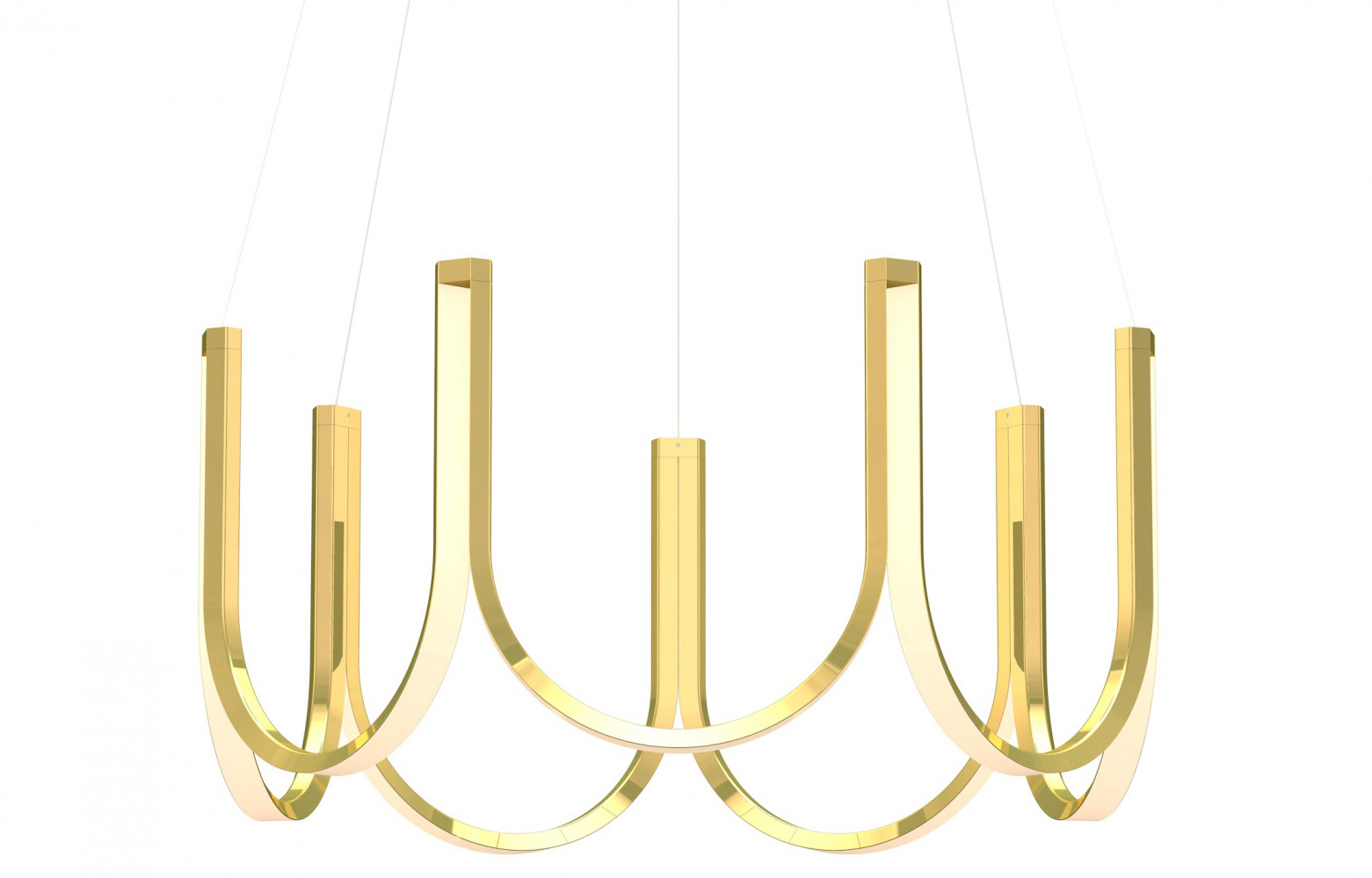 9/ Suspension U7 avec sept diffuseurs teintés laiton, design Sylvain Willenz, 1 999 €. Arpel Lighting.